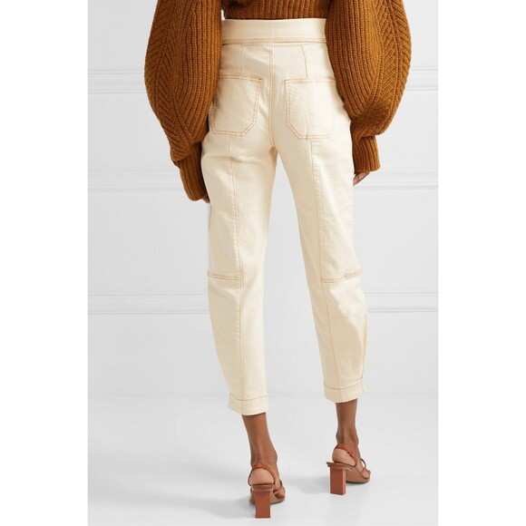 Ulla Johnson Storm Tie Waist Tapered Jeans in Color Blanc Size 4 MSRP $395 - Picture 3 of 11